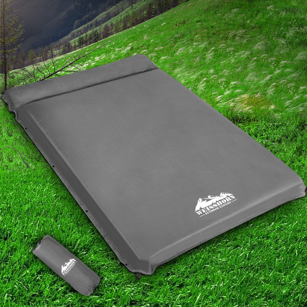 Weisshorn Grey Double Self-Inflating Camping Mattress - 10cm Thick