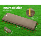 Weisshorn 10CM Thick Joinable Self-Inflating Mattress - Coffee - Single Size - 45-Degree Angle