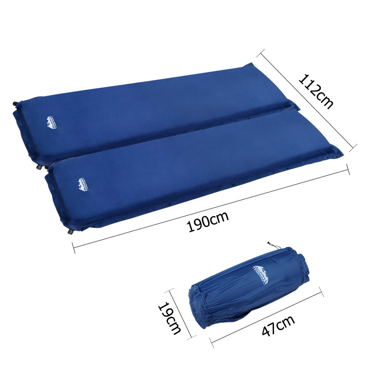 Weisshorn Double Self-Inflating Camping Mattress - 10CM Thick Air Bed Pad in Navy
