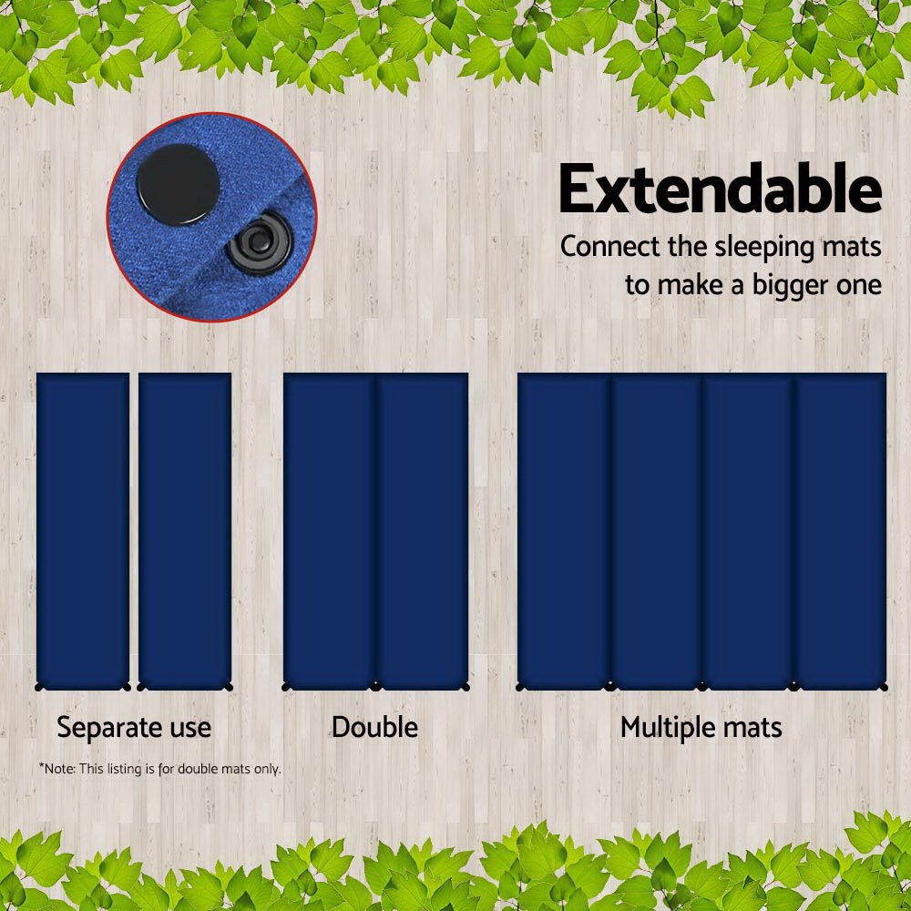 Weisshorn Double Self-Inflating Camping Mattress - 10CM Thick Air Bed Pad in Navy