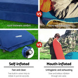 Weisshorn Double Self-Inflating Camping Mattress - 10CM Thick Air Bed Pad in Navy - Rear View
