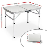 Compact Adjustable Folding Camping Table by Weisshorn - Side View