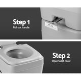 Weisshorn 20L Compact Portable Toilet for Outdoor Camping - Grey - 45-Degree Angle