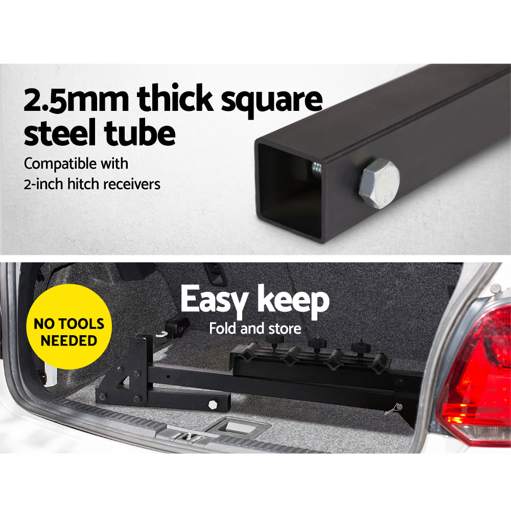 22-Inch Heavy-Duty Foldable 4-Bike Carrier for Car with Safety Lock