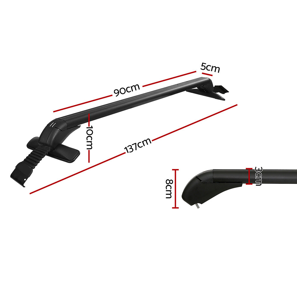 Adjustable Aluminium Car Roof Rack Cross Bars - 90cm, Lockable with 75kg Capacity