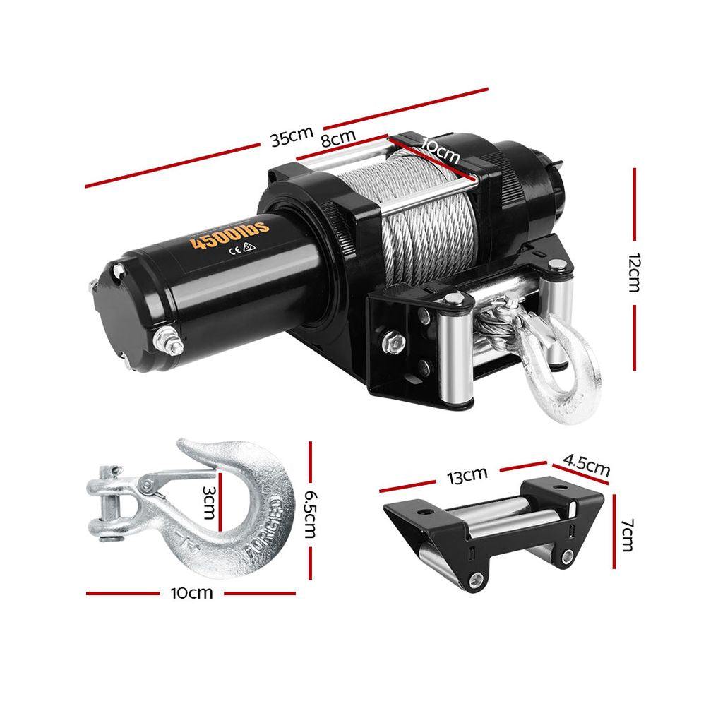 GIANTZ 4500lbs Heavy Duty 12V Wireless Electric Winch with Steel Cable