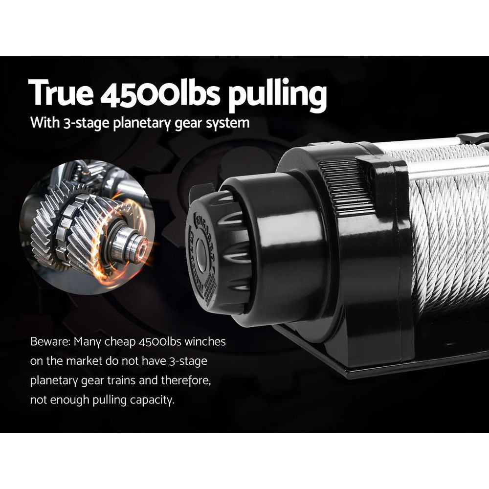 GIANTZ 4500lbs Heavy Duty 12V Wireless Electric Winch with Steel Cable
