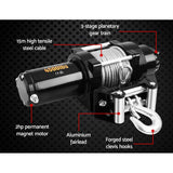 GIANTZ 4500lbs Heavy Duty 12V Wireless Electric Winch with Steel Cable - Top-Down View