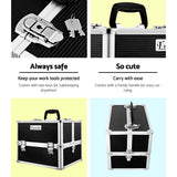 Elegant Black Portable Makeup Organizer with Mirror - Top-Down View