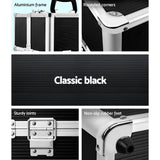 Elegant Black Portable Makeup Organizer with Mirror - 45-Degree Angle