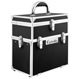 Elegance on the Go: Portable Black Makeup Case with Mirror