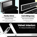 Elegance on the Go: Portable Black Makeup Case with Mirror - Top-Down View