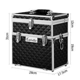 Diamond Black Portable Makeup Case with Mirror - Luxury Beauty Organizer - Front View