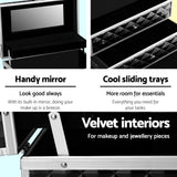 Diamond Black Portable Makeup Case with Mirror - Luxury Beauty Organizer