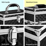 Diamond Black Portable Makeup Case with Mirror - Luxury Beauty Organizer - Rear View