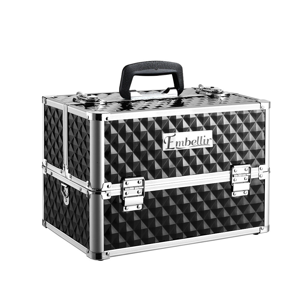 Diamond Black Portable Beauty Makeup Organizer Case