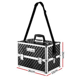 Diamond Black Portable Beauty Makeup Organizer Case - Front View