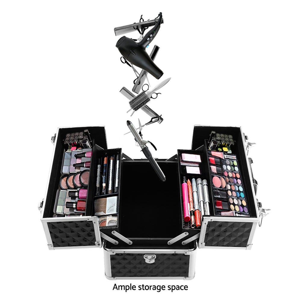 Diamond Black Portable Beauty Makeup Organizer Case