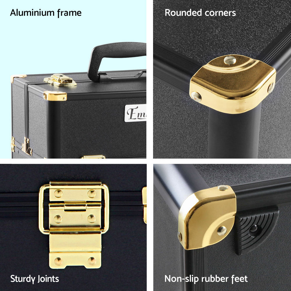 Diamond Luxe Portable Makeup Organizer - Black & Gold