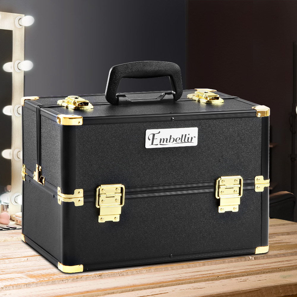 Diamond Luxe Portable Makeup Organizer - Black & Gold