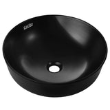 Sleek Matte Black Oval Ceramic Vanity Sink for Above-Counter Installation - Front View