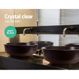 Sleek Matte Black Oval Ceramic Vanity Sink for Above-Counter Installation - Rear View