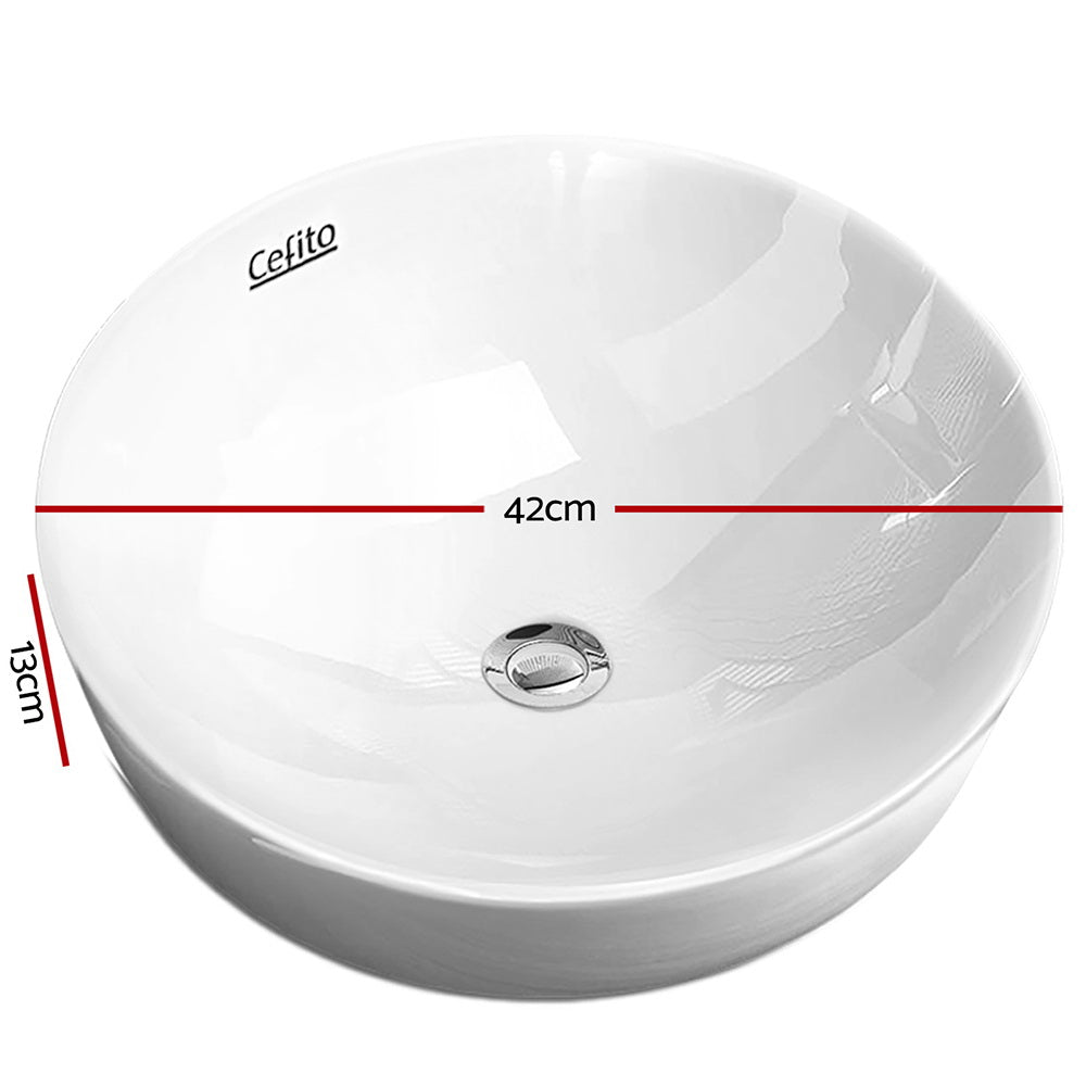 Elegant White Nano Glazed Ceramic Above Counter Sink Basin for Stylish Bathrooms