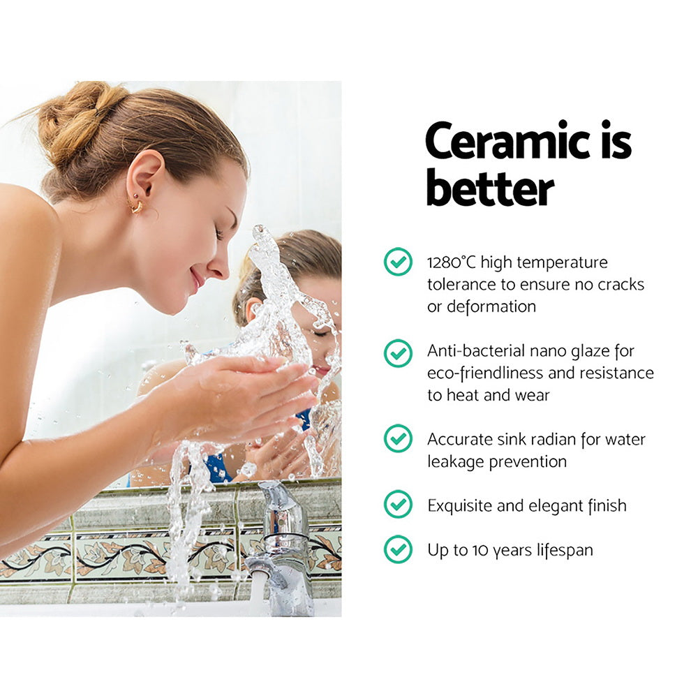 Elegant White Nano Glazed Ceramic Above Counter Sink Basin for Stylish Bathrooms