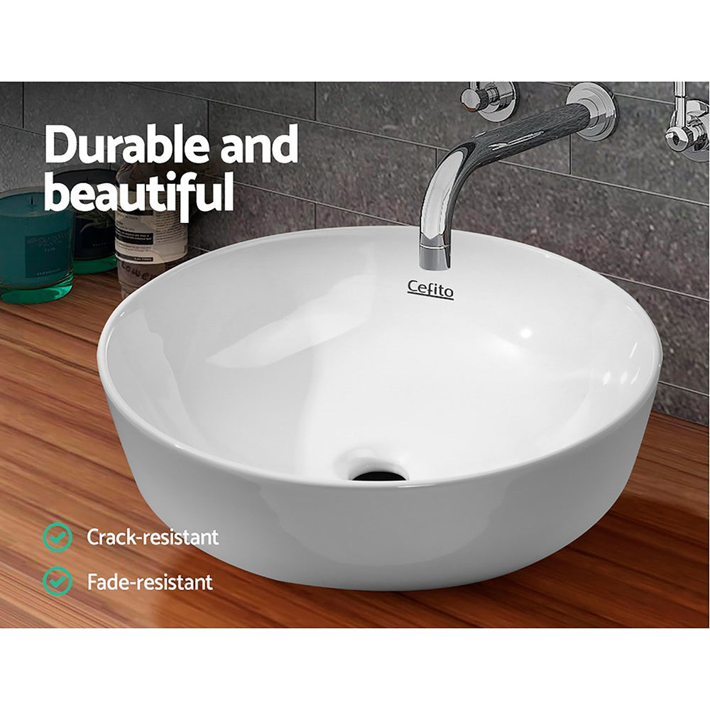 Elegant White Nano Glazed Ceramic Above Counter Sink Basin for Stylish Bathrooms