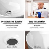 Elegant White Nano Glazed Ceramic Above Counter Sink Basin for Stylish Bathrooms - Close-Up Angle
