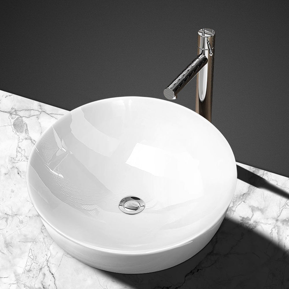 Elegant White Nano Glazed Ceramic Above Counter Sink Basin for Stylish Bathrooms