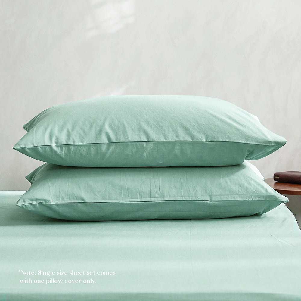 Luxurious Green Washed Cotton Double Quilt Set by Cosy Club