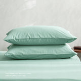 Luxurious Green Washed Cotton Double Quilt Set by Cosy Club - Side View