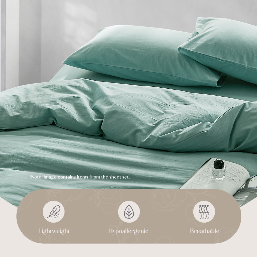 Luxurious Green Washed Cotton Double Quilt Set by Cosy Club