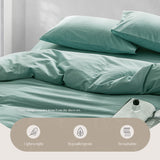 Luxurious Green Washed Cotton Double Quilt Set by Cosy Club - Rear View