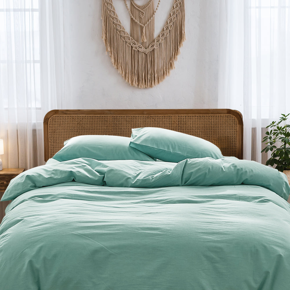 Luxurious Green Washed Cotton Double Quilt Set by Cosy Club