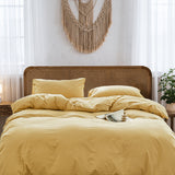 Sunny Yellow Soft Cotton Double Quilt Set by Cosy Club - Low Angle
