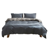 Luxurious King Size Cotton Quilt Cover Set - Soft Blue & Dark Grey