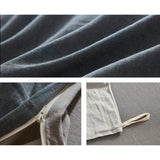 Luxurious King Size Cotton Quilt Cover Set - Soft Blue & Dark Grey - Top-Down View