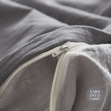 Cozy Elegance: Soft Grey King Washed Cotton Quilt Set by Cosy Club - Rear View