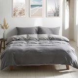 Cozy Elegance: Soft Grey King Washed Cotton Quilt Set by Cosy Club - Low Angle