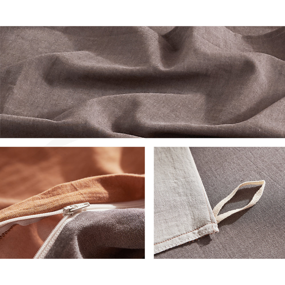 Plush Cotton Duvet Cover Set in Warm Orange and Brown for King Size