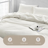 Premium White Washed Cotton Quilt Set for King Size Bed - Hypoallergenic Comfort - Rear View