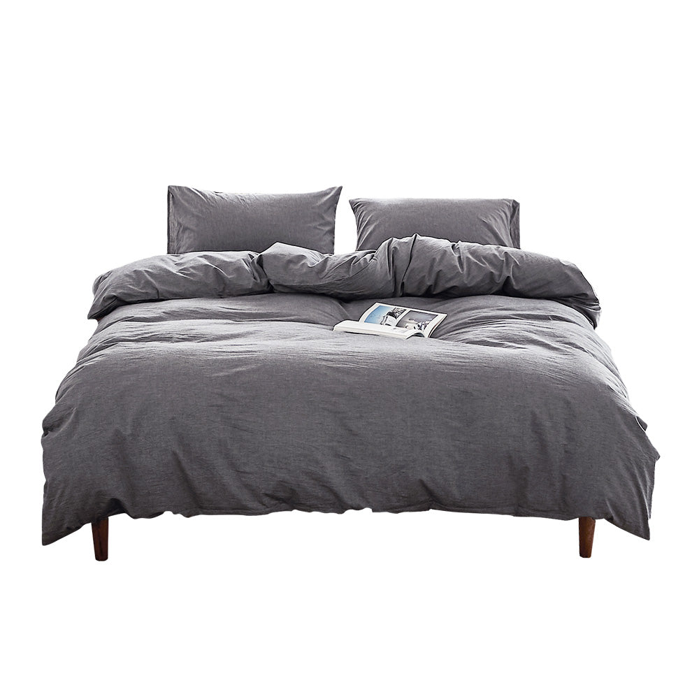Plush Cotton Quilt Set in Black for Queen Beds