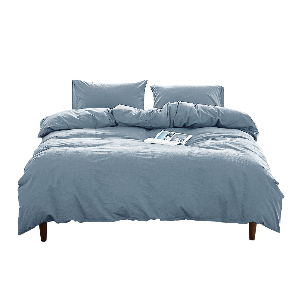 Serene Blue Plush Cotton Quilt Set for Queen Size Beds
