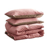 Cosy Club Washed Cotton Quilt Set Pink Brown Queen