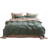 Plush Cotton Quilt Cover Set in Green and Beige for Single Bed