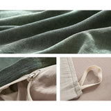Plush Cotton Quilt Cover Set in Green and Beige for Single Bed - Top-Down View
