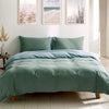 Cosy Club Washed Cotton Quilt Set Green Blue Single