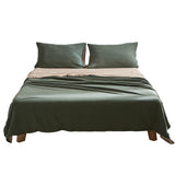 Cosy Club Double Cotton Bedding Set in Serene Green and Beige for Luxurious Comfort